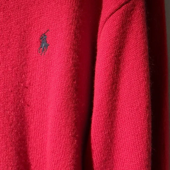 Vintage Vintage Polo Ralph Lauren Lambswool Sweater Polo XL Red - Picture 3 of 6